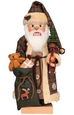 0-872 - Christian Ulbricht Premium Nutcracker - Santa Claus in Brown Checkered Coat - 19.3\H x 8.5\W x 7.3\D