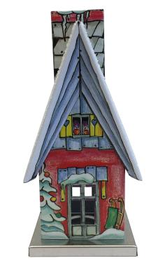 078550W - Knox Metal Incense House with Incense - Winter House - 4.5\H x 2\W x 2\D