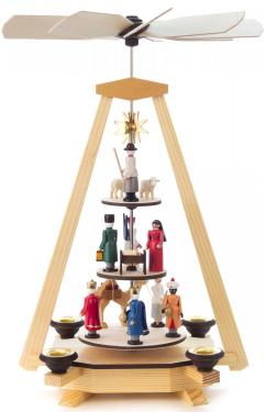 085-046 - Dregno Pyramid with nativity scene, Wisemen, and shepherd on 3 different levels - 13.5\H x 8.5\W x 9\D