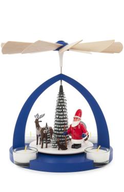 085-691-31 - Dregeno Pyramid - Blue Arch with Santa and Forest Animals - 8.65:H x 7.85\W x 7.85\D