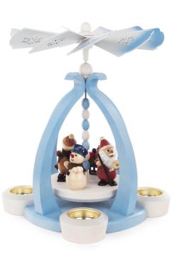 085-942-2 - Dregeno Pyramid - Santa Claus and Snowman (Blue) - 11.8\H x 9\W x 9\D