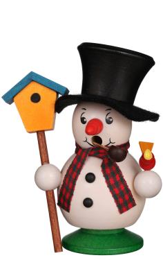 1-016 - Christian Ulbricht Incense Burner - Snowman with Bird and Birdhouse - 4\H x 3.5\W x 2.5\D