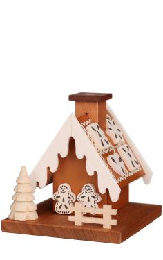 1-033 - Christian Ulbricht Incense Burner - Gingerbread House (Natural) - 3.5\H x 3.5\W x 3.5\D