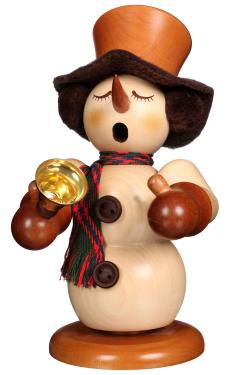 1-075 - Christian Ulbricht Incense Burner - Snowman with Bell \ Natural - 9\H x 5.25\W x 6\D