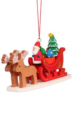 10-0636 - Christian Ulbricht Ornament - Santa Claus Sled - 4\H x 2.25\W x 1.5\D