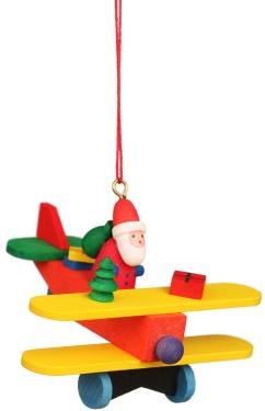 10-0865 - Christian Ulbricht Ornament - Santa \ Plane - 2.75\H x 2.25\W x 1\D