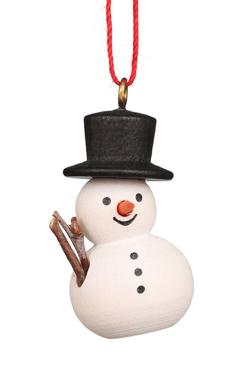 10-0866 - Christian Ulbricht Ornament - Snowman with Broom - 1.25\H x .5\W x .75\D