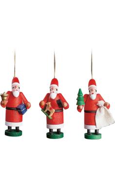 13340G - Richard Glaesser Ornaments - Assorted Santa - set 3 - 2.5\H x 1.25\W x 1.25\D