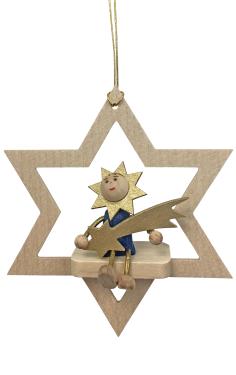 13614 - Richard Glaesser Ornament - Star with Moonman and Comet - 3.5\H x 2.875\W x 1\D
