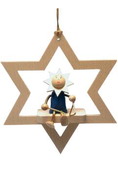 13615 - Richard Glaesser Ornament - Star with Moonman Musician - 3.5\H x 2.875\W x 1\D