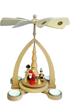 15655 - Richard Glaesser Pyramid - Santa, Snowman and Child - 11\H x 9\W x 9\D