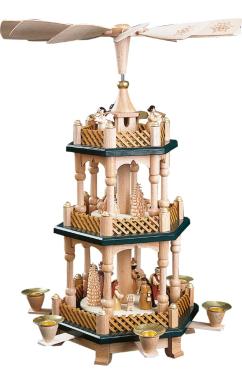 16732 - Richard Glaesser Pyramid - 3 tiers - Nativity Scene, Wise men, Shepherds and Angels - 17\H x 12.5\W x 12.5\D