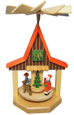1753 - Richard Glaesser Pyramid - Mini House With Santa  - 5\H x 3.5\W x 3\D