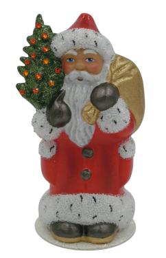 2518 - Schaller Paper Mache Figurine - Santa with Molded Tree - 7\H x 3\W x 3\D