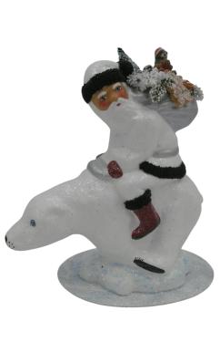 25200 - Schaller Paper Mache Figurine - Santa on Polar Bear - 9.25\H x 8.25\W x 5\D