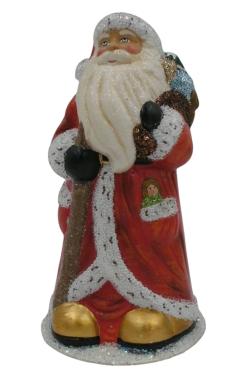 2523 - Schaller Paper Mache Candy Container - Light Red Santa with D?cor - 8.25\H x 4.5\W x 4.5\D