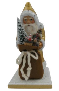 2529 - Schaller Paper Mache Figurine - Gold Santa - 11.25\H x 6.25\W x 6.25\D