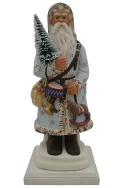 2530B - Schaller Paper Mache Figurine - Blue Santa - 13\H x 5.5\W x 5.5\D