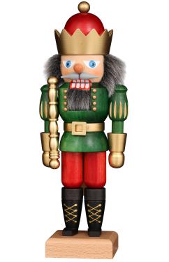 32-220 - Christian Ulbricht Nutcracker - Red and Green King - 11.0\H x 3.9\W x 3.0\D