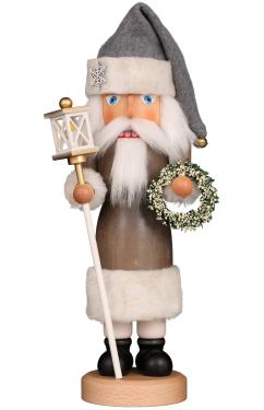 32-572 - Christian Ulbricht Nutcracker - Grey Santa With Wreath - 15.5\H x 7\W x 5\D