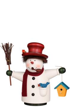 35-820 - Christian Ulbricht Incense Burner - Snowman with Broom and Birdhouse - 8.5\H x 8\W x 5.5\D