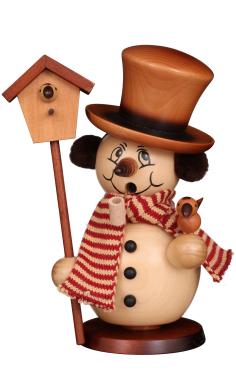35-860 - Christian Ulbricht Smoker - Snowman with Bird (Natural) - 9.1\H x 6.3\W x 4.9\D