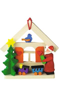 4145 - Graupner Ornament - Santa with Train/House - 3\H x 3\W x 1\D