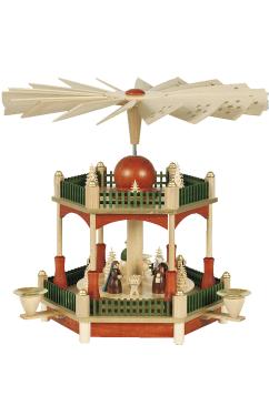 86021 - Richard Glaesser Pyramid - 2-Tier Nativity with Sta\ finish - 13\H x 12.5\W x 12.5\D
