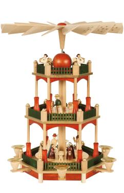 86022 - Richard Glaesser Pyramid - 3-Tier Nativity with Sta\ finish - 13\H x 12.5\W x 12.5\D